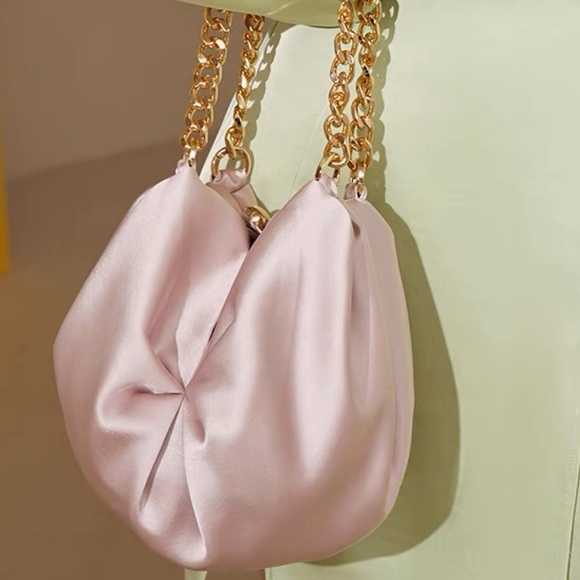 Brand New Silk Pink Gold Chain Bag - Picture 4 of 4